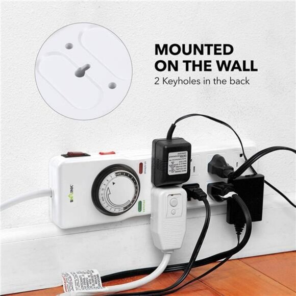 8 Outlet Surge Protector with Mechanical Timer - White - Picture 4 of 6